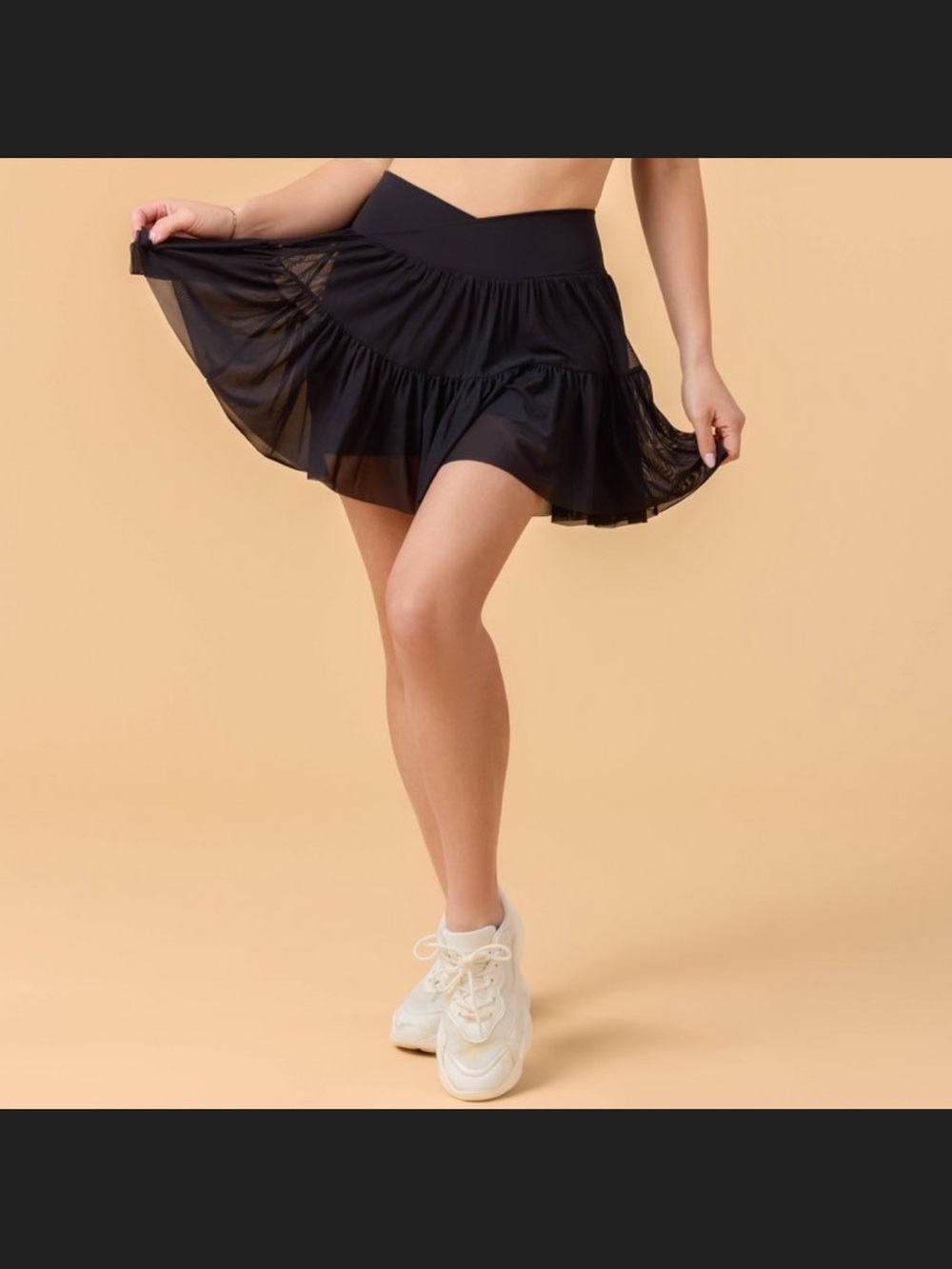 Blogilates Black Tiered Mesh Skort